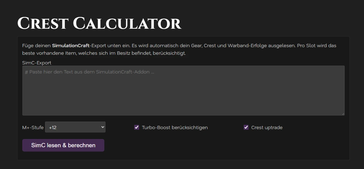 WoW Crestcalculator