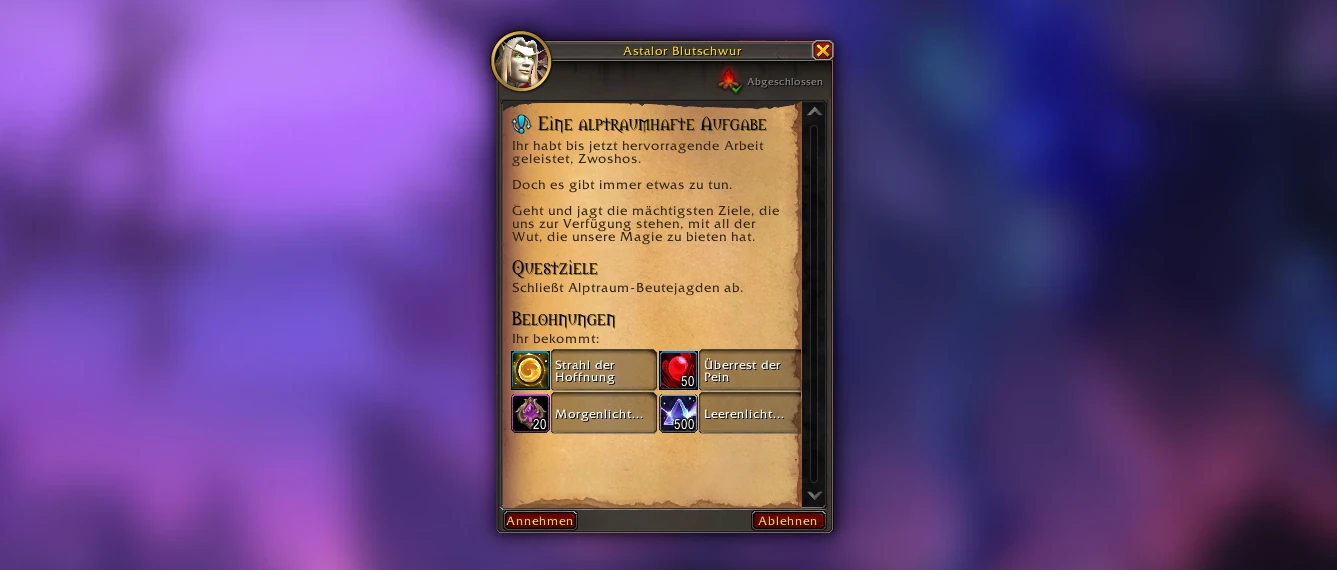 WoW Midnight: Startquest für die Alptraum-Beutejagd