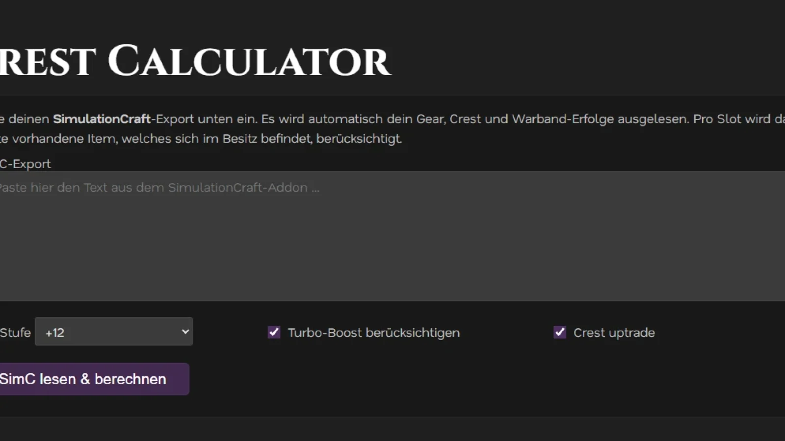 WoW Crestcalculator
