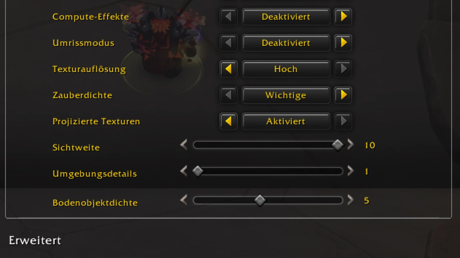 Grafikeinstellungen: Ingamescreenshot
